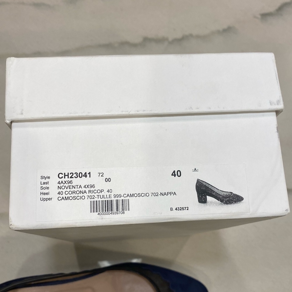 Chloe Heels size 40 Navy Suede Black Mesh - Picture 14 of 16